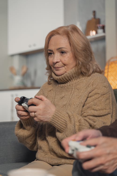 Elderly Woman Playing Video Games