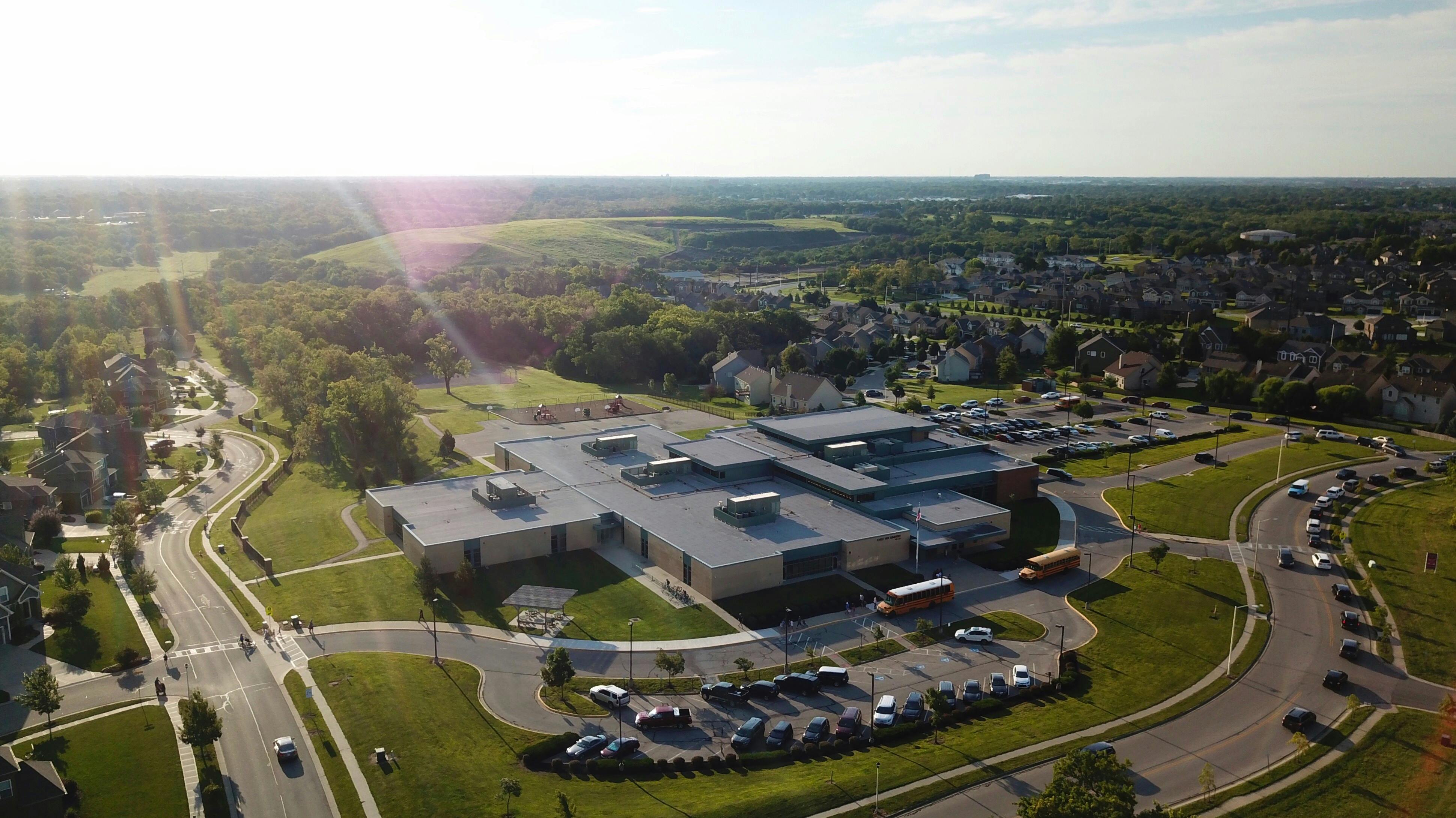 Free stock photo of aerial, elementary school