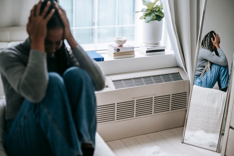 Depressed Woman Having Headache And Stress