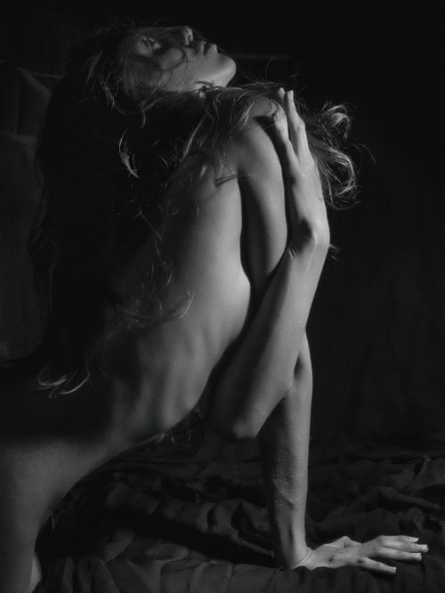 Free Sensual black and white portrait of a woman in an artistic studio pose. Stock Photo