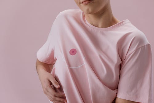 Man in Pink Crew Neck T-shirt