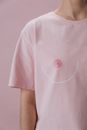 Woman in Pink Crew Neck T-shirt