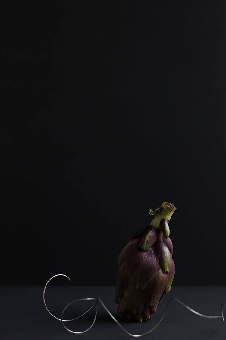 Purple And Green Vegetable With Black Background