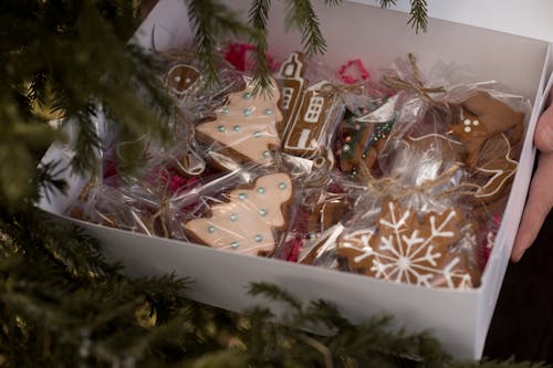 Free Close-Up Photo of Gingerbread Cookies in a Box Stock Photo