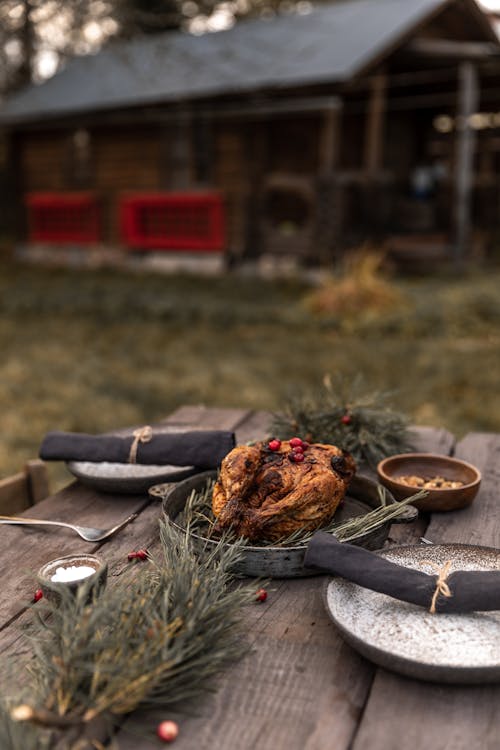 Cooked Turkey on Black Pan