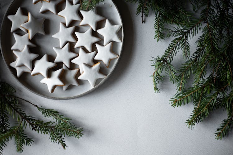 Star Cookies On A Plate 