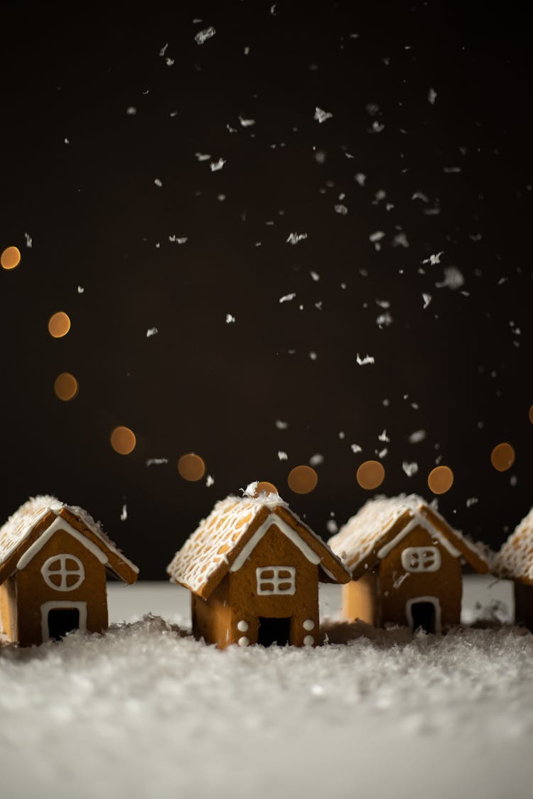 Gingerbread Houses Covered In Frosting