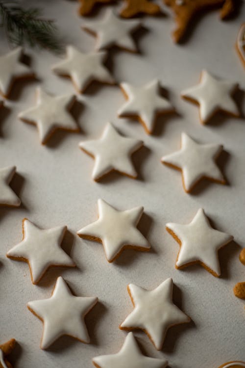 Star Shaped Cookies on White Surface