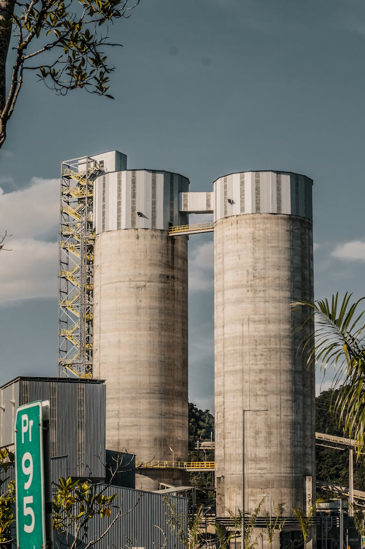 Concrete Silos In An Industrial Plant