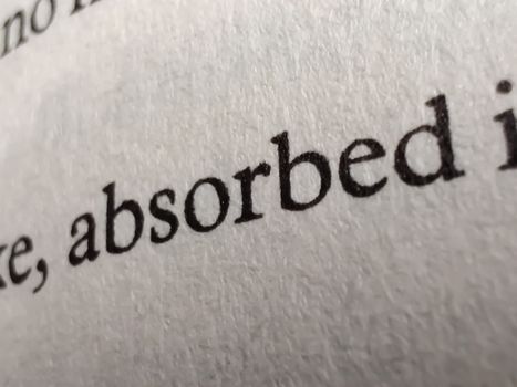 Detailed close-up image of printed text on a textured paper page.