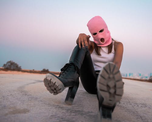 Free stock photo of girl, mask, pink