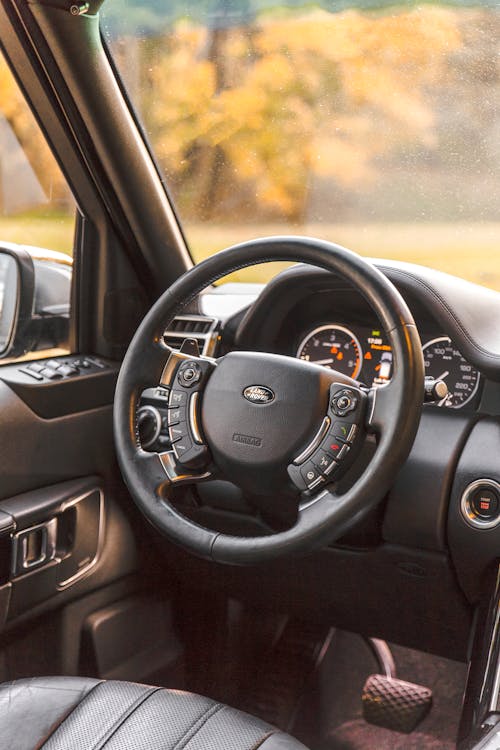 Black Steering Wheel of Land Rover