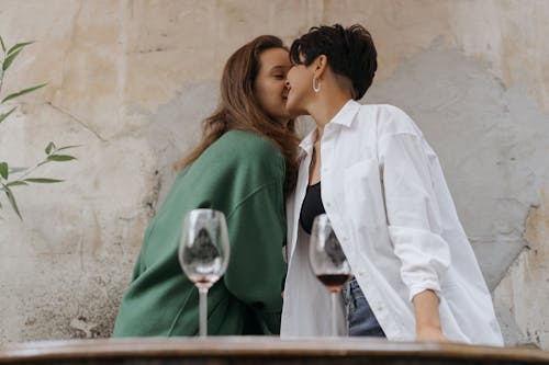 Free A Two Lovers Kissing at Each Other  Stock Photo