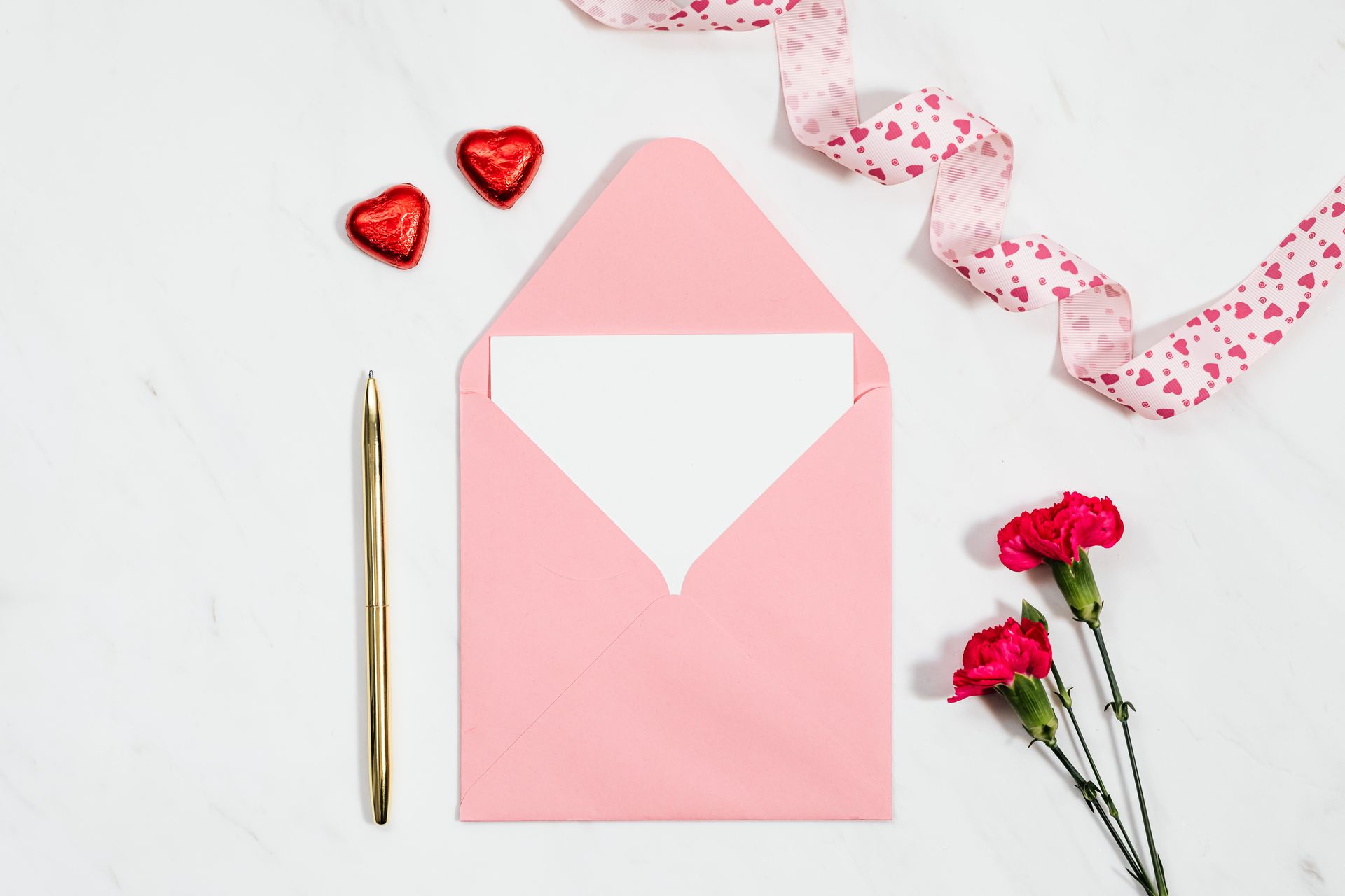 Ribbon and Flowers near Envelope