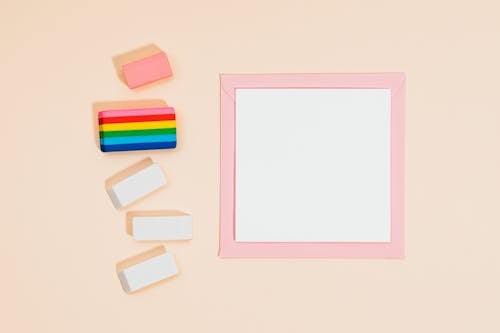 Office Supplies on Pink Background