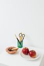 Red Apple Fruit on White Ceramic Plate