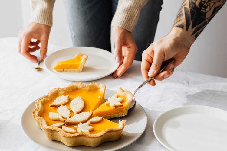 Delicious Pumpkin Pie On A Cake Slicer