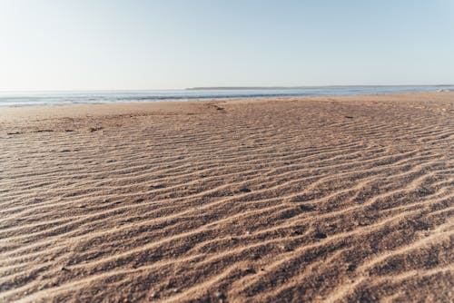 Plage De Sable Paisible Près De L'océan Sans Fin