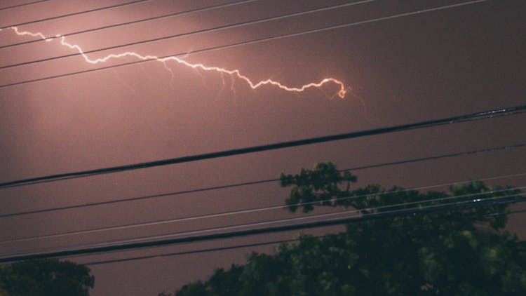 Lightning Over Electricity Power Lines