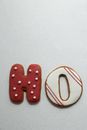Gingerbread cookies in form of letters on Christmas Day