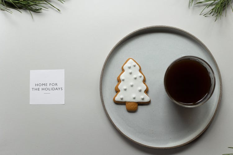 Composition Of Coffee Cookie And Greeting Card