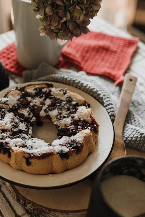 Photo of a Blueberry Cake on a Plate