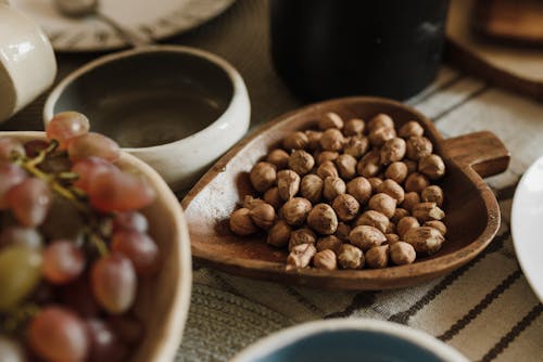 Brown Beans on Brown Wooden Bowl