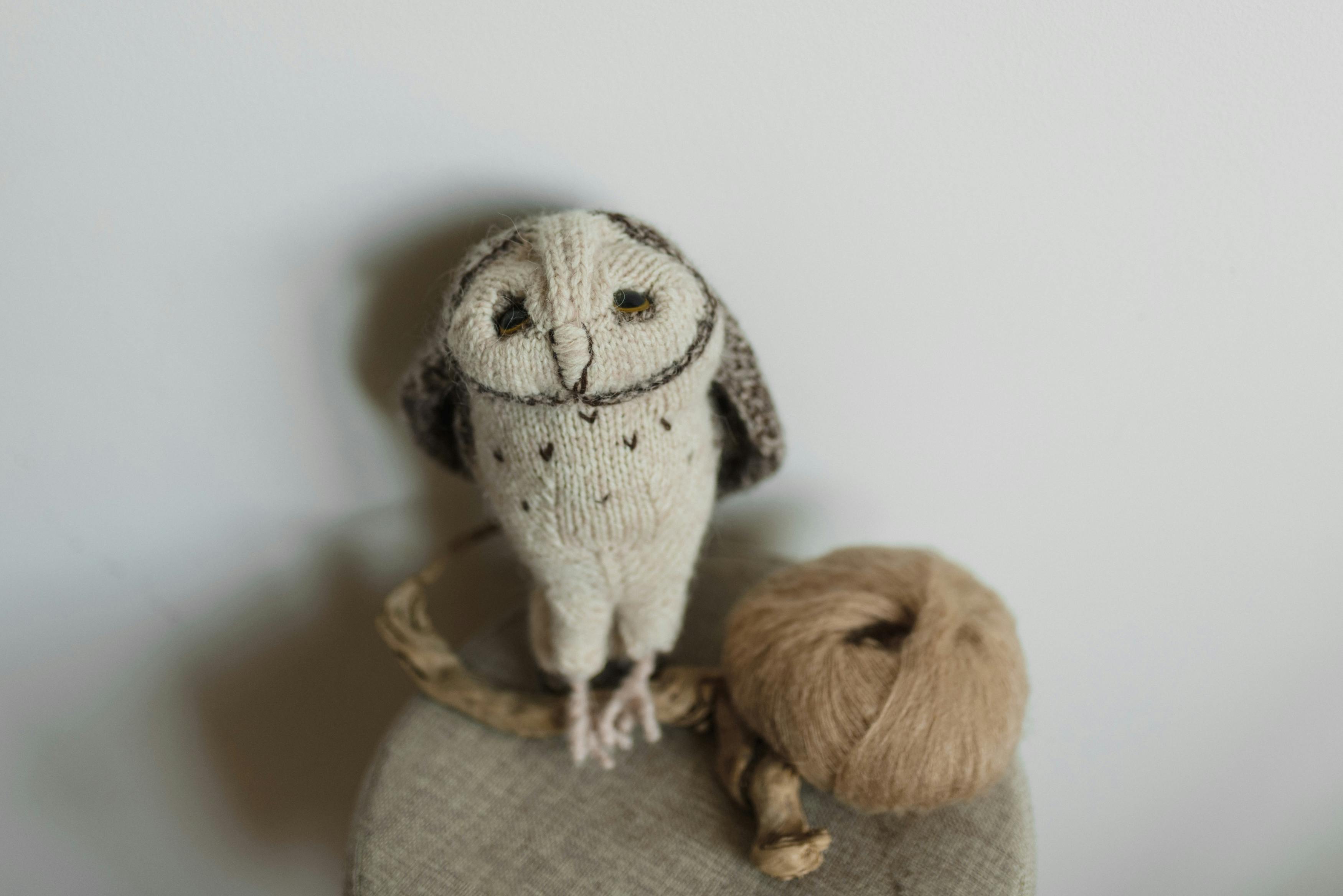 knit handmade toy owl
