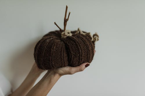 Personne Tenant Une Boule De Fil Marron