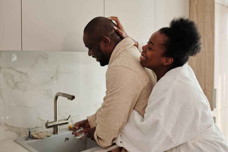 Couple In White Bathrobe 