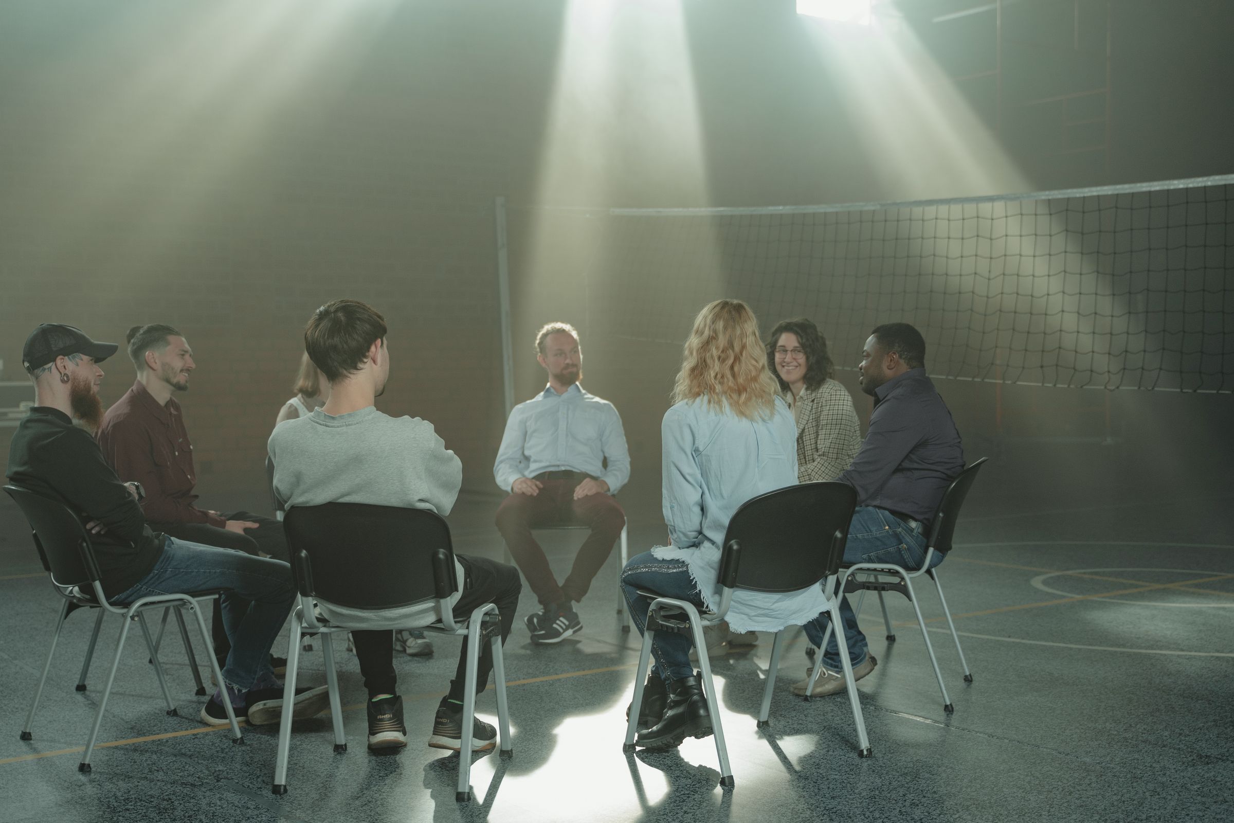 People in a reflective circle session