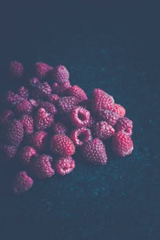 深色纹理表面上，新鲜成熟的乌藨子特写镜头展现了鲜艳的色彩和自然的纹理