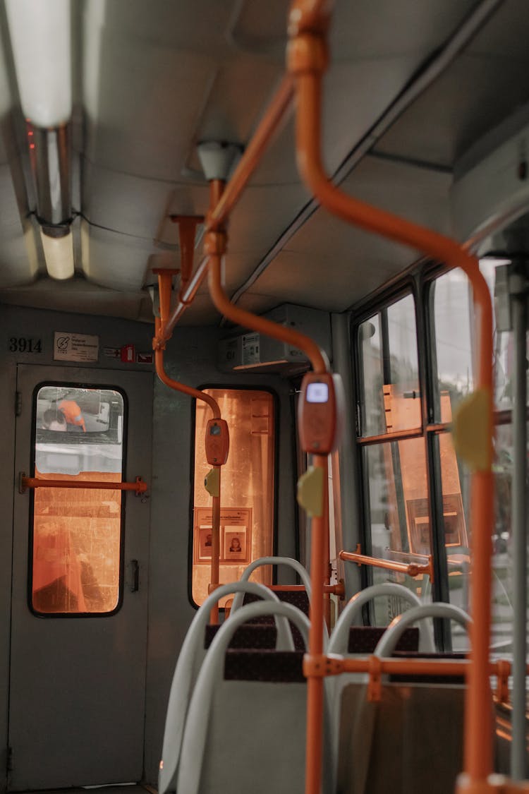 Orange And White Train Interior