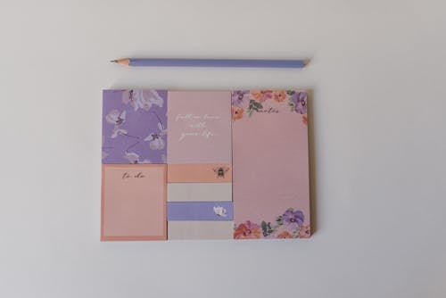 Color Pencil over Colorful Cards and Notes