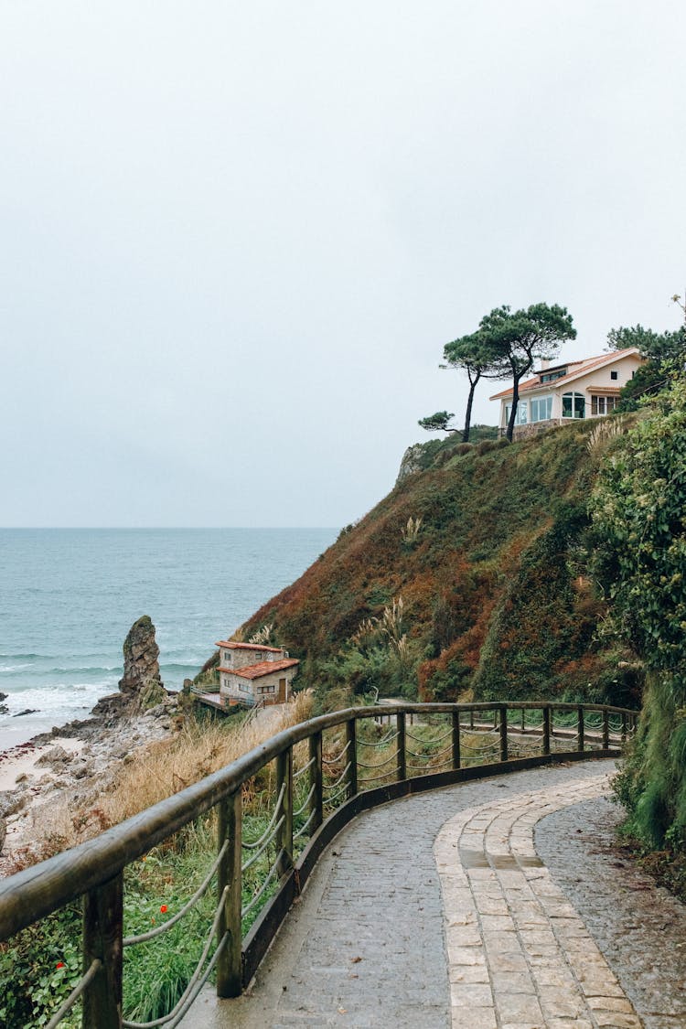 Paved Road In Hills Beside Sea