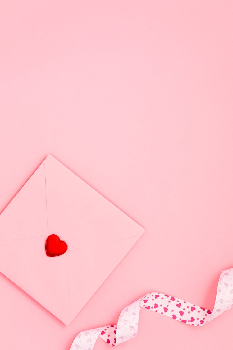 Closed Pink Envelope With Heart Sticker