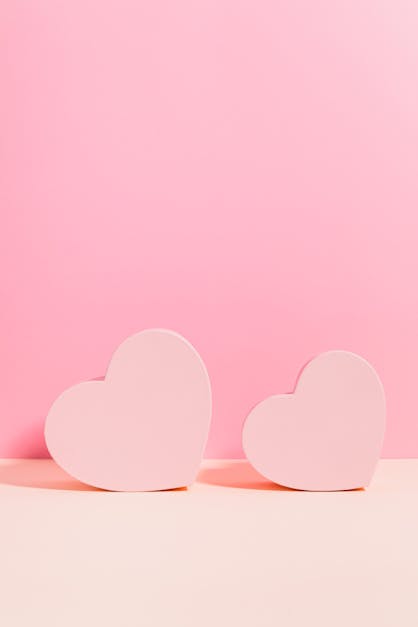 Pink and White Aesthetic Heart Figures. Pastel Colours. Romantic Love  Background Stock Image - Image of color, heart: 305752833