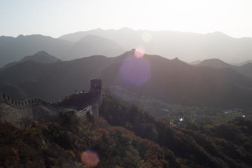 中國的長城, 太陽眩光, 山 的 免费素材图片