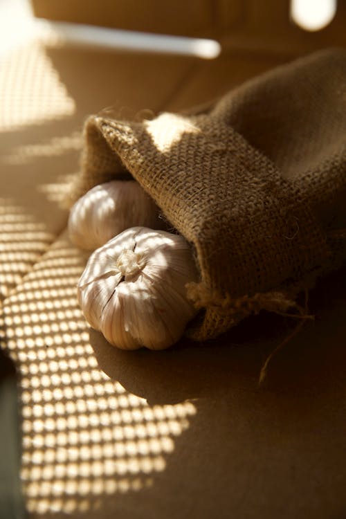 Garlic Heads on Linen 