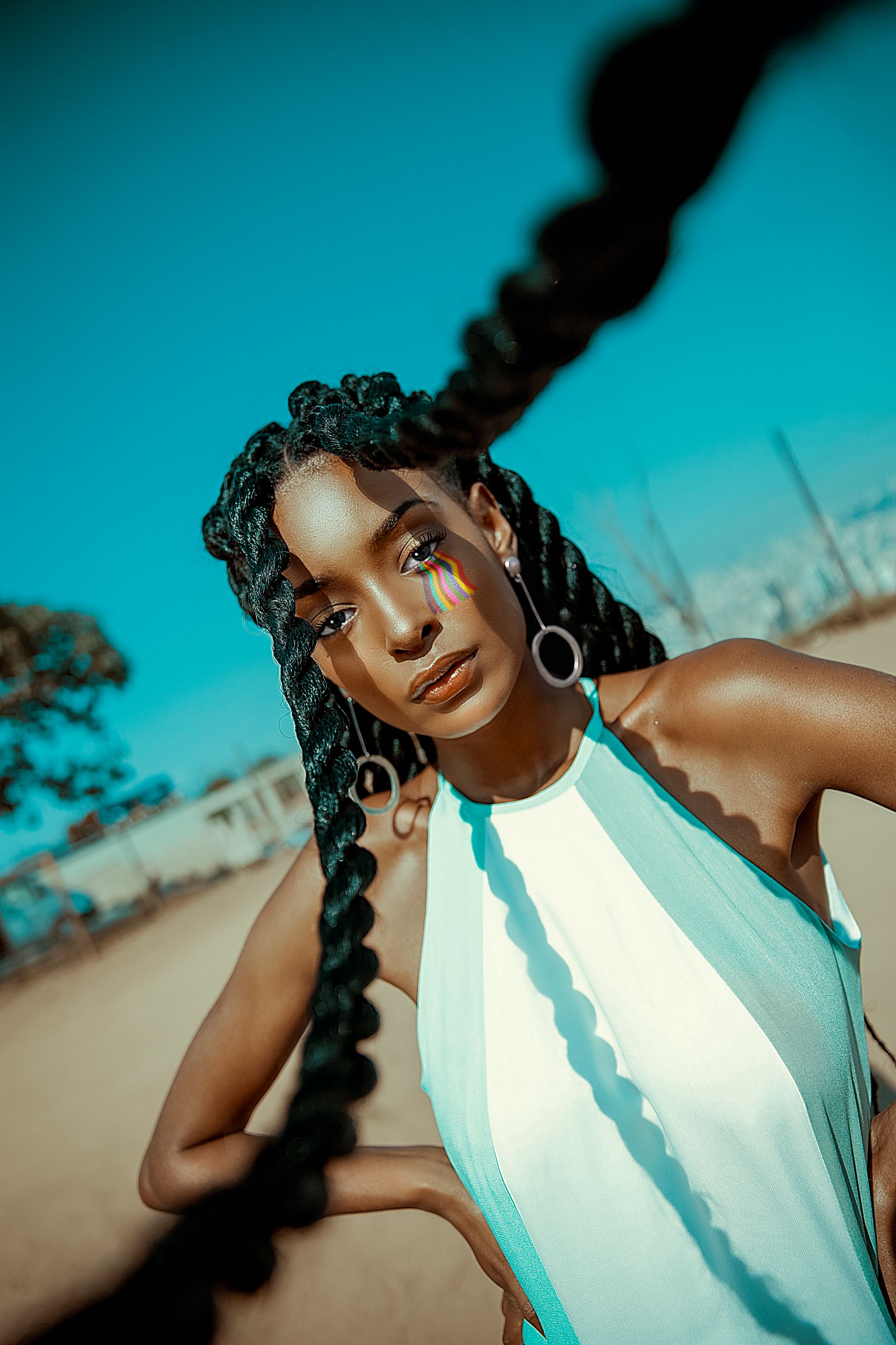 Long braids fashion portrait