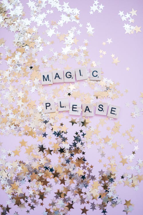Free Star Glitters With Magic Text Stock Photo
