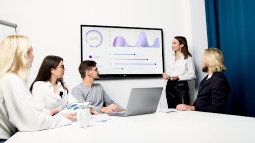 A Woman Doing a Presentation at a Meeting