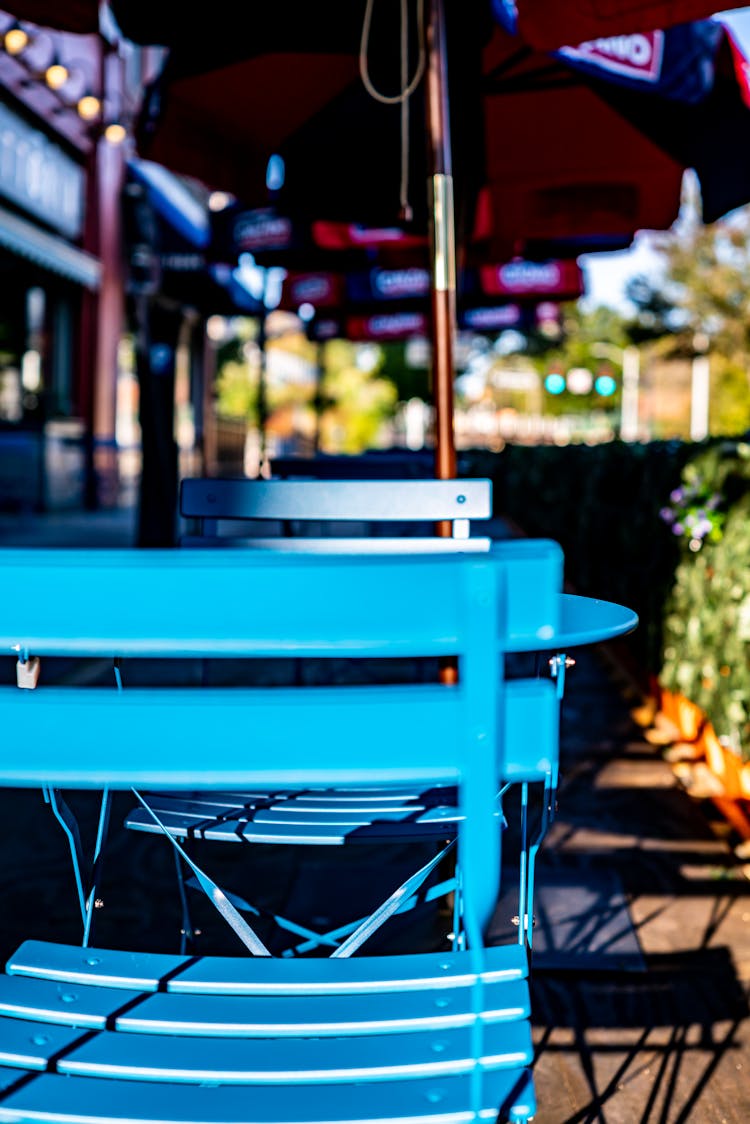 Blue Al Fresco Chairs And Table