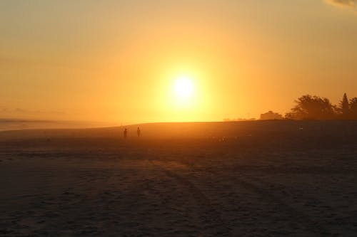 Free Landscape with Beach at Orange Sunset Stock Photo