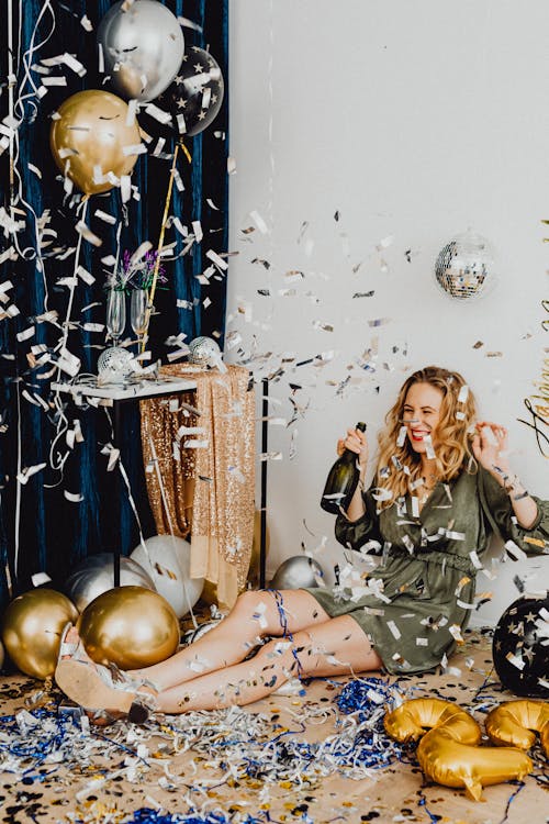 Free Woman Celebrating New Year Stock Photo