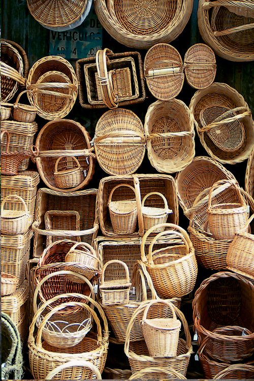 Free An array of wicker baskets on display highlighting traditional craftsmanship in a market. Stock Photo
