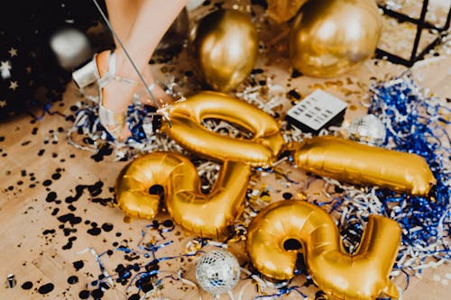 New Years Decorations Lying on the Floor 