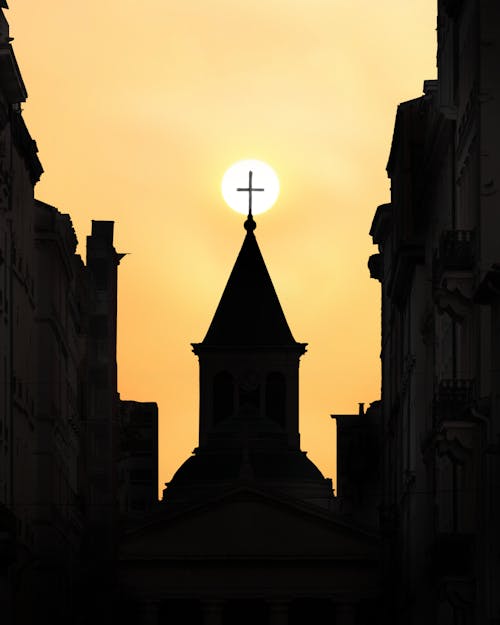 Free Silhouette of Buildings and Church  Stock Photo