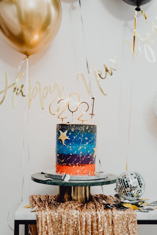 Free Colorful Cake on a Cake Stand Stock Photo