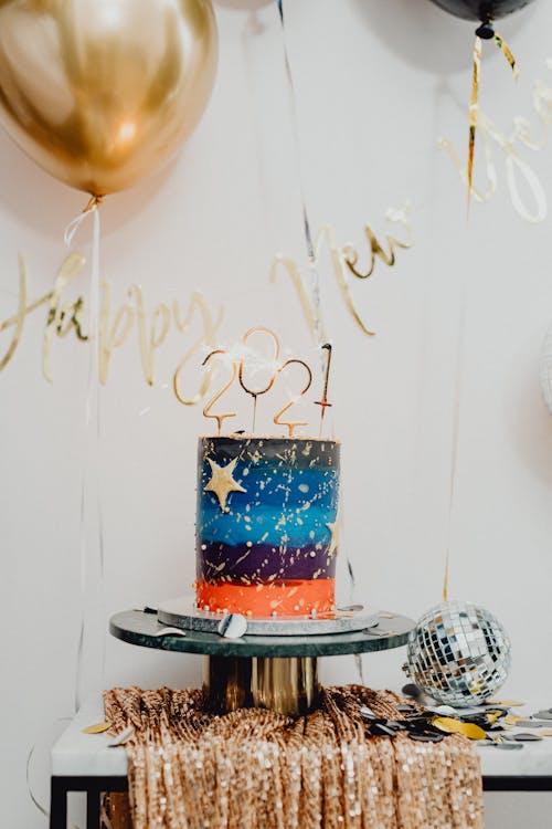 Colorful Cake on a Cake Stand